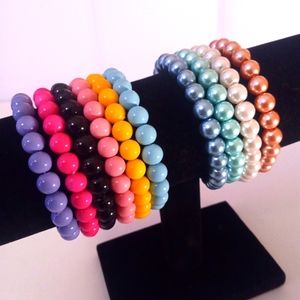 8mm Beaded Bracelet Set of 10